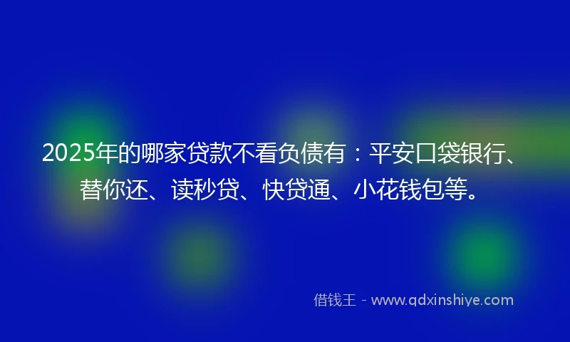 2025年的哪家贷款不看负债有：平安口袋银行、替你还、读秒贷、快贷通、小花钱包等。