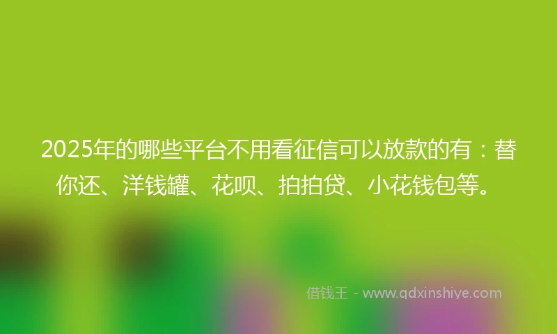 2025年的哪些平台不用看征信可以放款的有：替你还、洋钱罐、花呗、拍拍贷、小花钱包等。