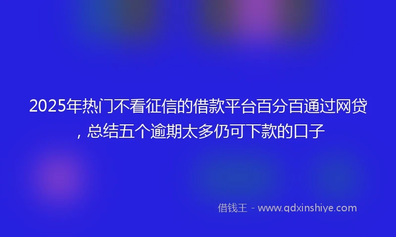 2025年热门不看征信的借款平台百分百通过网贷，总结五个逾期太多仍可下款的口子