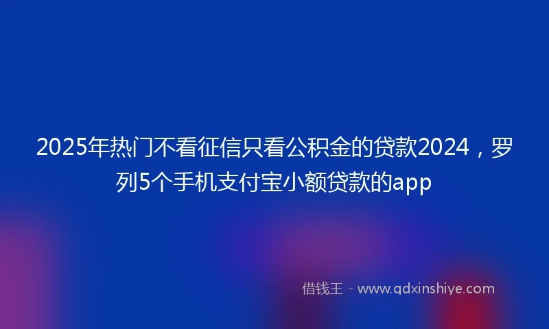 2025年热门不看征信只看公积金的贷款2024，罗列5个手机支付宝小额贷款的app