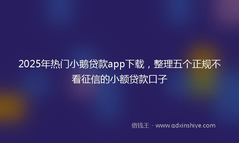 2025年热门小鹅贷款app下载，整理五个正规不看征信的小额贷款口子