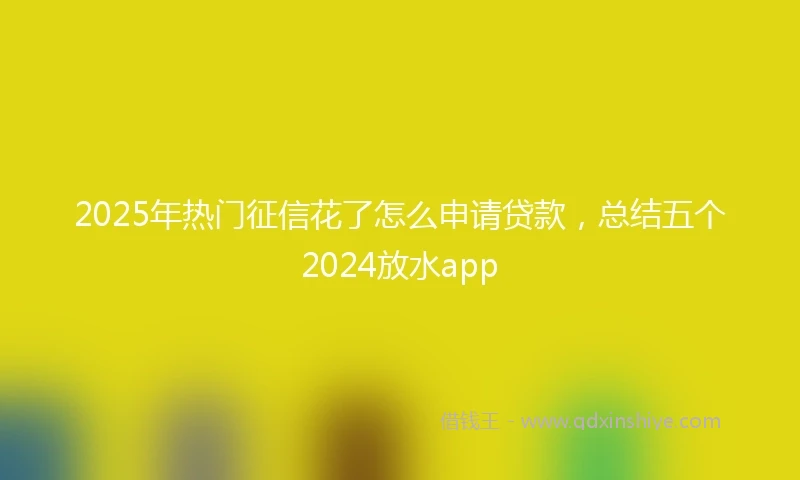 2025年热门征信花了怎么申请贷款，总结五个2024放水app