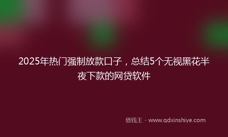 2025年热门强制放款口子，总结5个无视黑花半夜下款的网贷软件