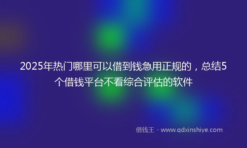 2025年热门哪里可以借到钱急用正规的，总结5个借钱平台不看综合评估的软件
