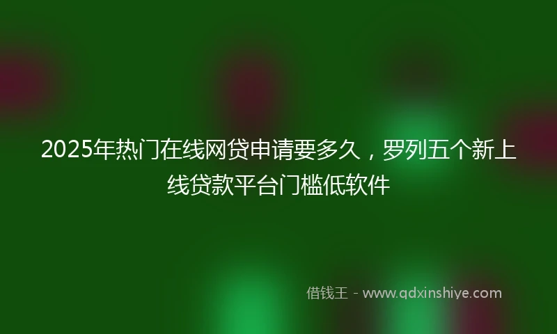 2025年热门在线网贷申请要多久，罗列五个新上线贷款平台门槛低软件