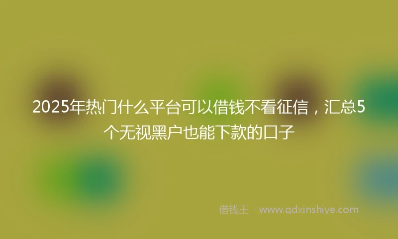 2025年热门什么平台可以借钱不看征信，汇总5个无视黑户也能下款的口子