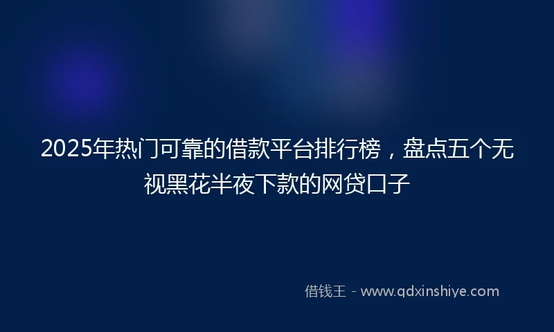 2025年热门可靠的借款平台排行榜，盘点五个无视黑花半夜下款的网贷口子