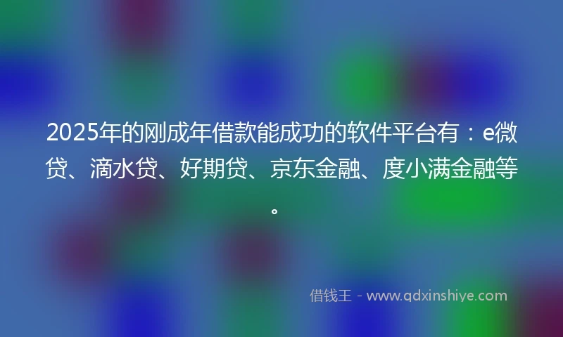 2025年的刚成年借款能成功的软件平台有:e微贷、滴水贷、好期贷、京东金融、度小满金融等。