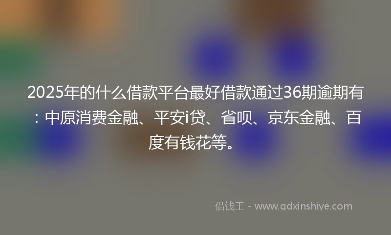 2025年的什么借款平台最好借款通过36期逾期有：中原消费金融、平安i贷、省呗、京东金融、百度有钱花等。