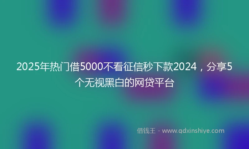 2025年热门借5000不看征信秒下款2024，分享5个无视黑白的网贷平台