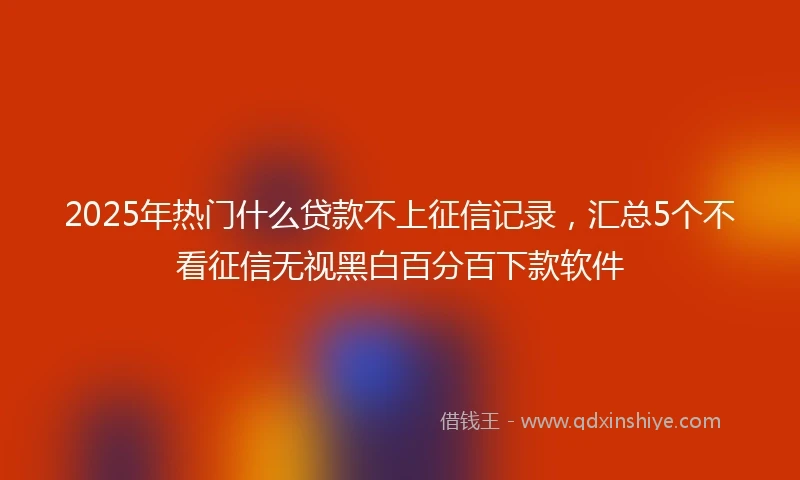 2025年热门什么贷款不上征信记录，汇总5个不看征信无视黑白百分百下款软件
