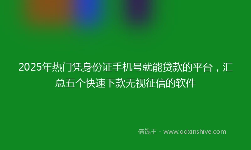 2025年热门凭身份证手机号就能贷款的平台，汇总五个快速下款无视征信的软件