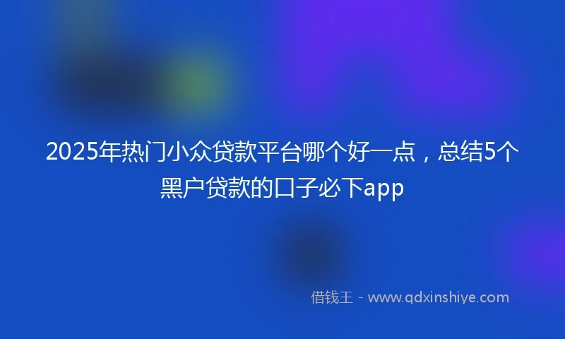 2025年热门小众贷款平台哪个好一点，总结5个黑户贷款的口子必下app