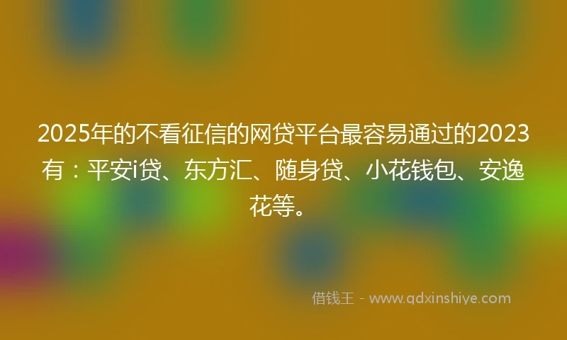 2025年的不看征信的网贷平台最容易通过的2023有：平安i贷、东方汇、随身贷、小花钱包、安逸花等。