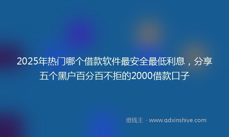 2025年热门哪个借款软件最安全最低利息，分享五个黑户百分百不拒的2000借款口子