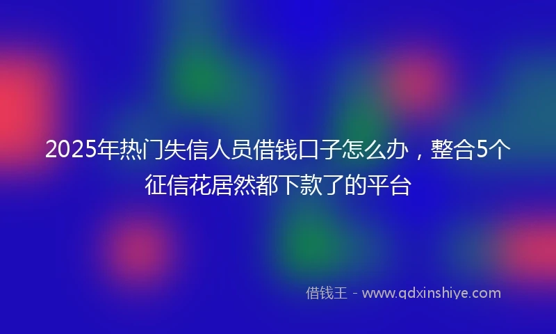 2025年热门失信人员借钱口子怎么办，整合5个征信花居然都下款了的平台
