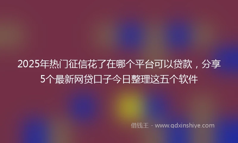 2025年热门征信花了在哪个平台可以贷款，分享5个最新网贷口子今日整理这五个软件