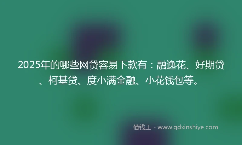 2025年的哪些网贷容易下款有:融逸花、好期贷、柯基贷、度小满金融、小花钱包等。