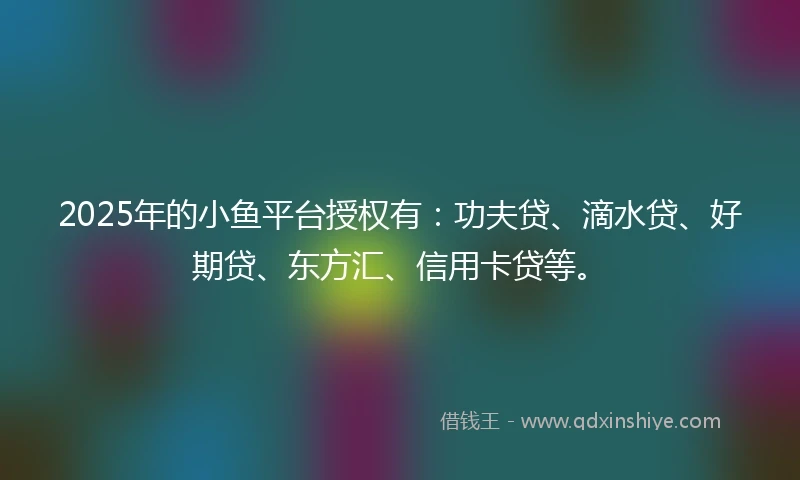 2025年的小鱼平台授权有：功夫贷、滴水贷、好期贷、东方汇、信用卡贷等。