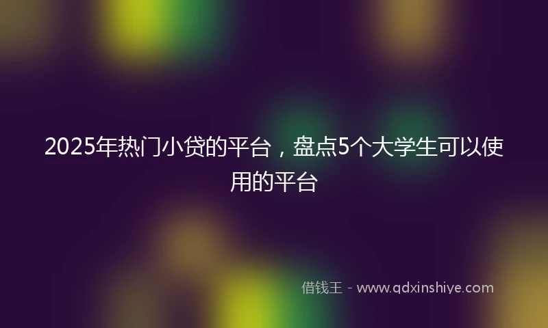 2025年热门小贷的平台，盘点5个大学生可以使用的平台