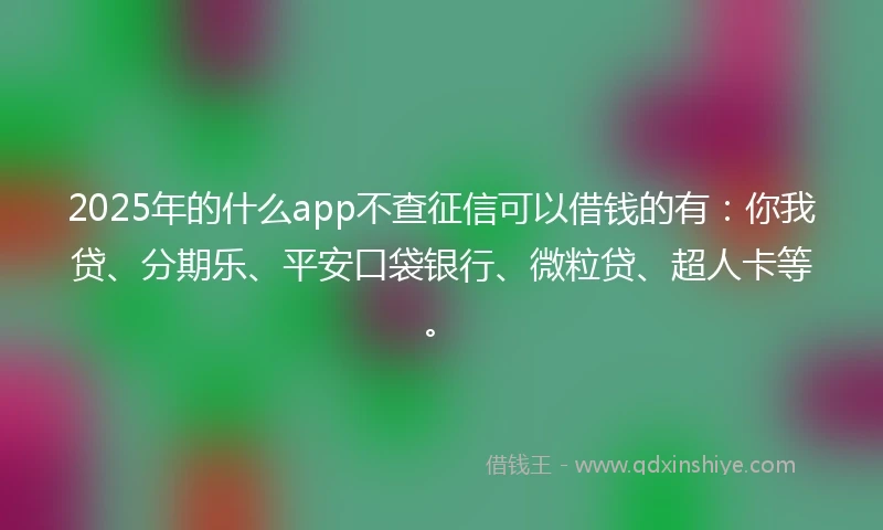 2025年的什么app不查征信可以借钱的有：你我贷、分期乐、平安口袋银行、微粒贷、超人卡等。