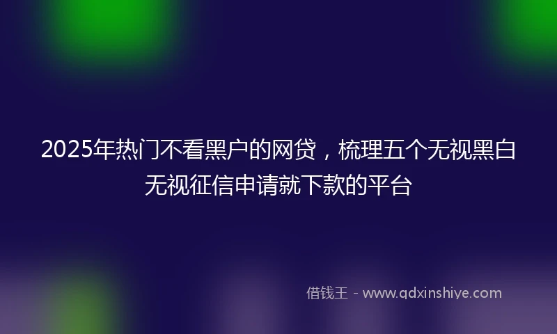2025年热门不看黑户的网贷，梳理五个无视黑白无视征信申请就下款的平台