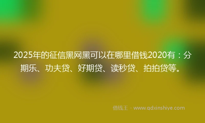 2025年的征信黑网黑可以在哪里借钱2020有：分期乐、功夫贷、好期贷、读秒贷、拍拍贷等。