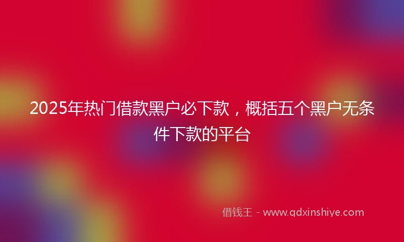 2025年热门借款黑户必下款，概括五个黑户无条件下款的平台