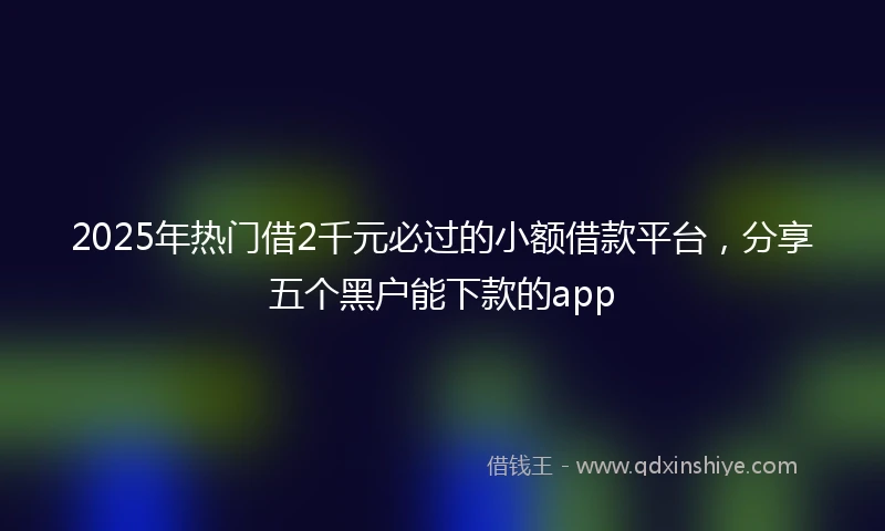 2025年热门借2千元必过的小额借款平台，分享五个黑户能下款的app