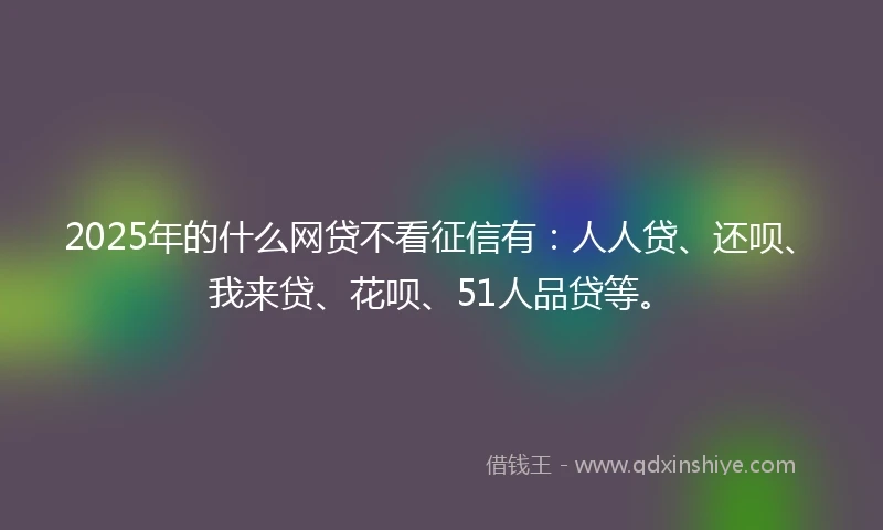 2025年的什么网贷不看征信有：人人贷、还呗、我来贷、花呗、51人品贷等。