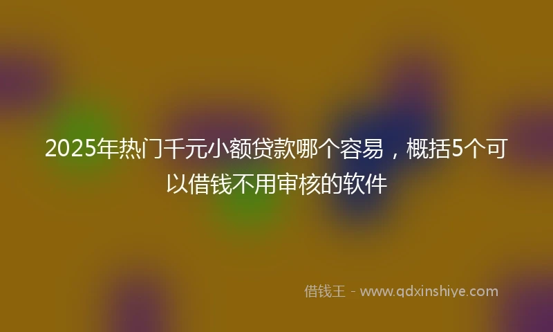2025年热门千元小额贷款哪个容易，概括5个可以借钱不用审核的软件