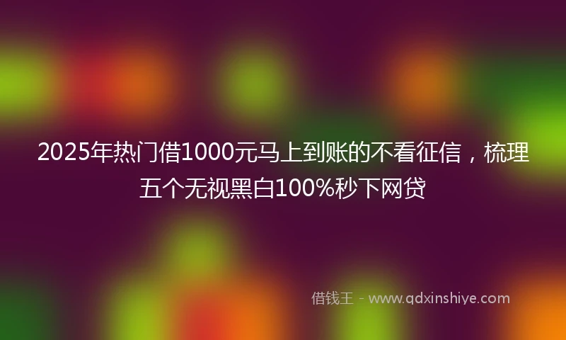 2025年热门借1000元马上到账的不看征信，梳理五个无视黑白100%秒下网贷