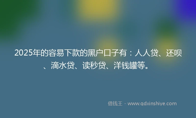 2025年的容易下款的黑户口子有：人人贷、还呗、滴水贷、读秒贷、洋钱罐等。