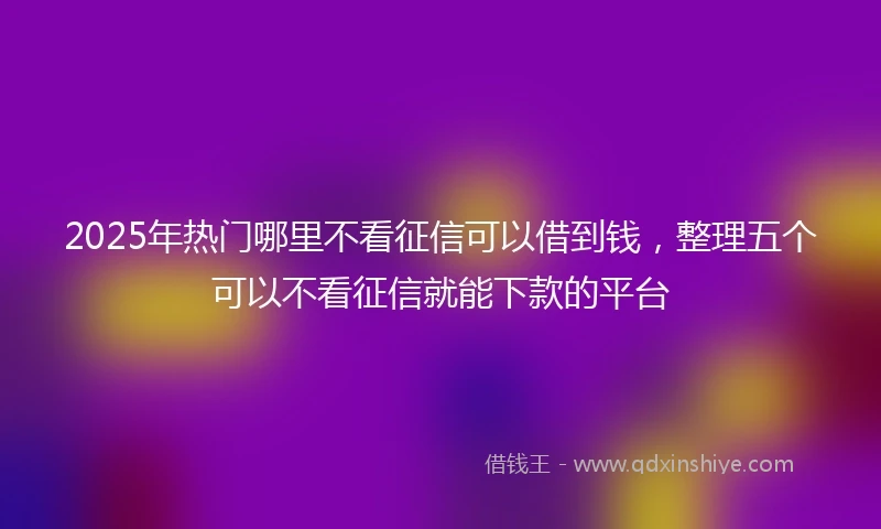 2025年热门哪里不看征信可以借到钱，整理五个可以不看征信就能下款的平台