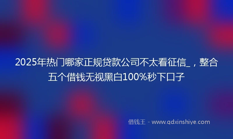 2025年热门哪家正规贷款公司不太看征信_，整合五个借钱无视黑白100%秒下口子
