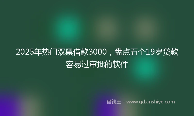 2025年热门双黑借款3000，盘点五个19岁贷款容易过审批的软件
