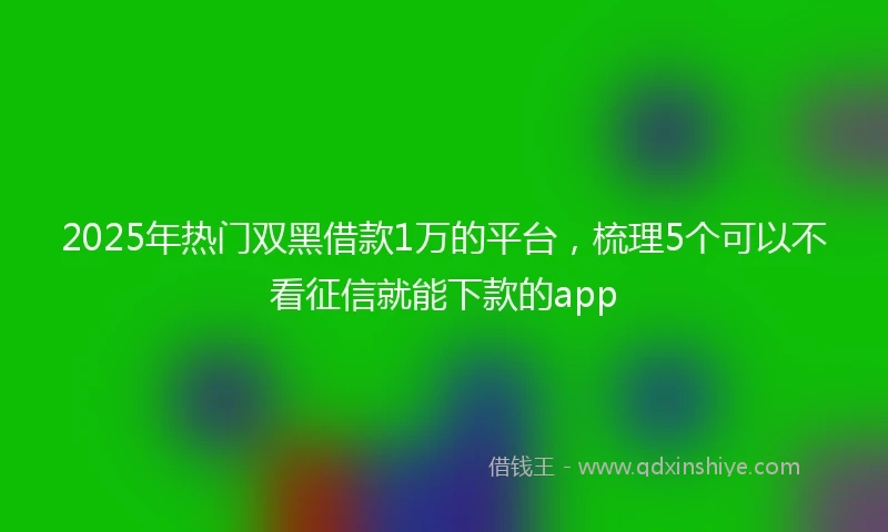 2025年热门双黑借款1万的平台，梳理5个可以不看征信就能下款的app