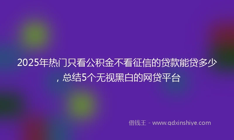 2025年热门只看公积金不看征信的贷款能贷多少，总结5个无视黑白的网贷平台