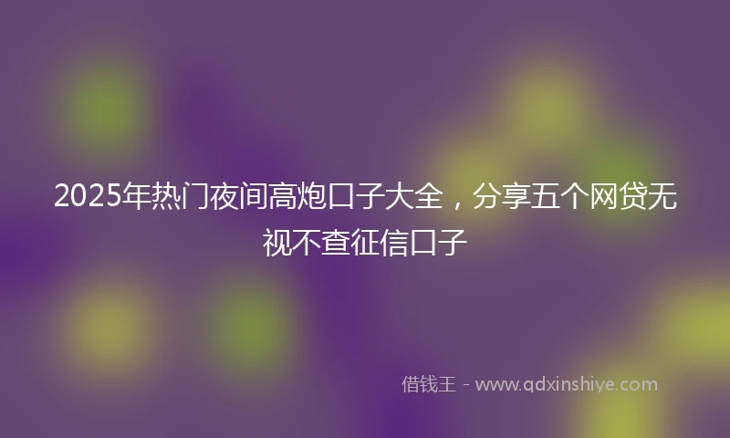 2025年热门夜间高炮口子大全，分享五个网贷无视不查征信口子