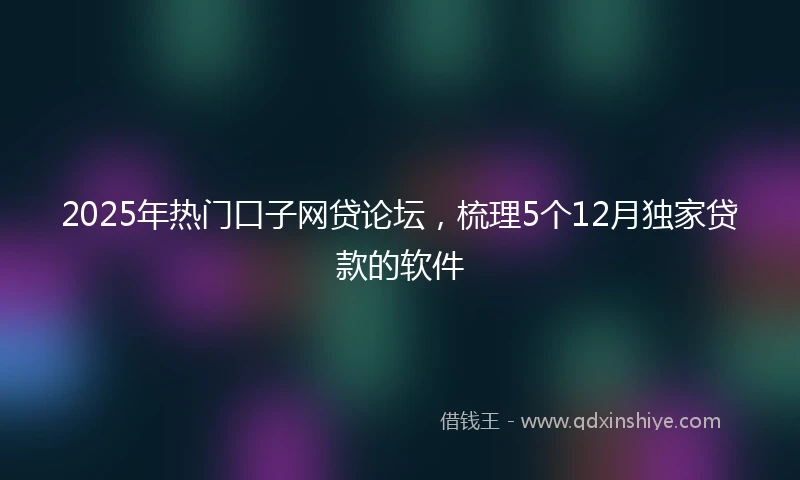 2025年热门口子网贷论坛，梳理5个12月独家贷款的软件