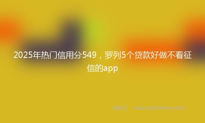 2025年热门信用分549，罗列5个贷款好做不看征信的app