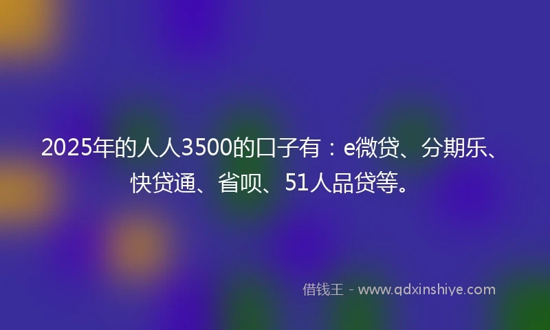 2025年的人人3500的口子有：e微贷、分期乐、快贷通、省呗、51人品贷等。