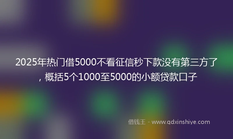 2025年热门借5000不看征信秒下款没有第三方了，概括5个1000至5000的小额贷款口子