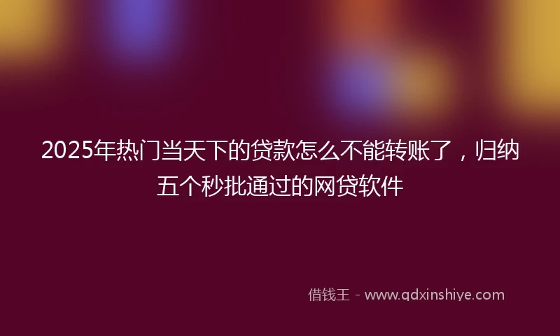 2025年热门当天下的贷款怎么不能转账了，归纳五个秒批通过的网贷软件