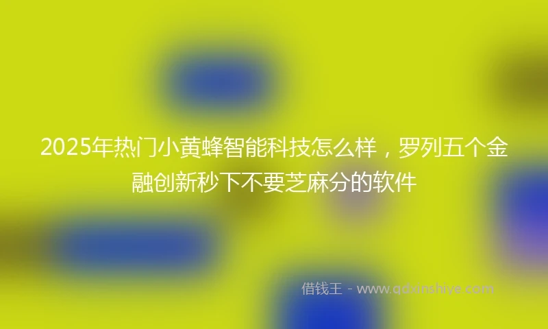 2025年热门小黄蜂智能科技怎么样，罗列五个金融创新秒下不要芝麻分的软件