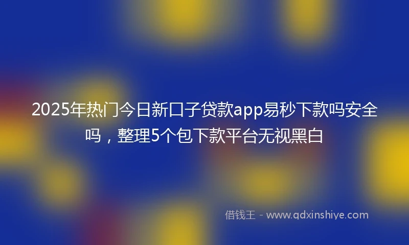 2025年热门今日新口子贷款app易秒下款吗安全吗，整理5个包下款平台无视黑白