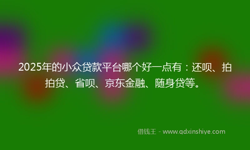 2025年的小众贷款平台哪个好一点有:还呗、拍拍贷、省呗、京东金融、随身贷等。