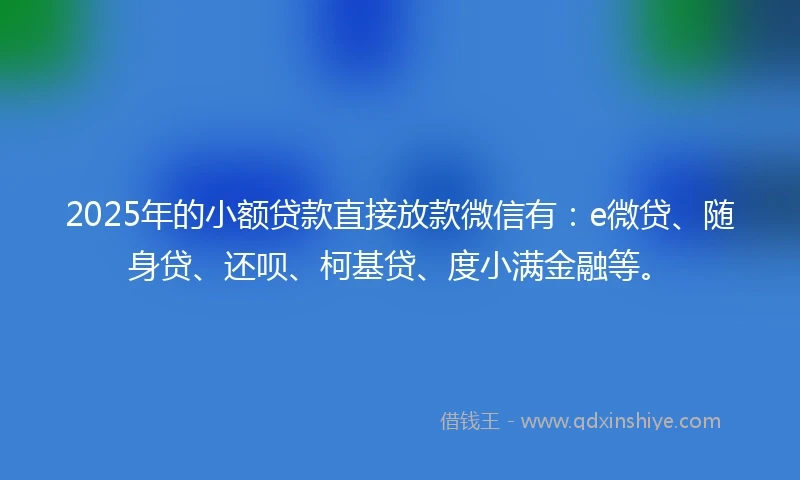 2025年的小额贷款直接放款微信有：e微贷、随身贷、还呗、柯基贷、度小满金融等。