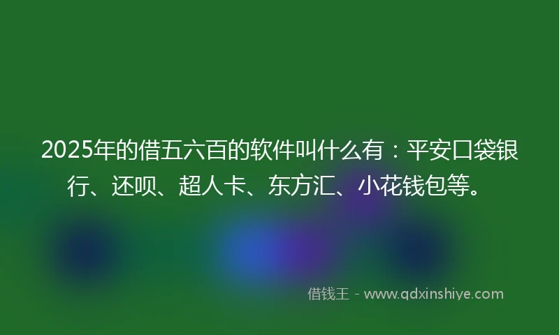 2025年的借五六百的软件叫什么有：平安口袋银行、还呗、超人卡、东方汇、小花钱包等。