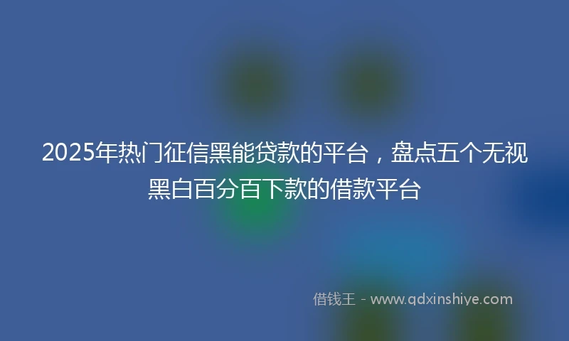 2025年热门征信黑能贷款的平台，盘点五个无视黑白百分百下款的借款平台